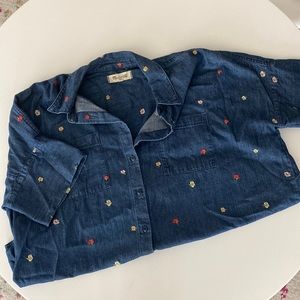 Madewell Embroidered Denim Button-up